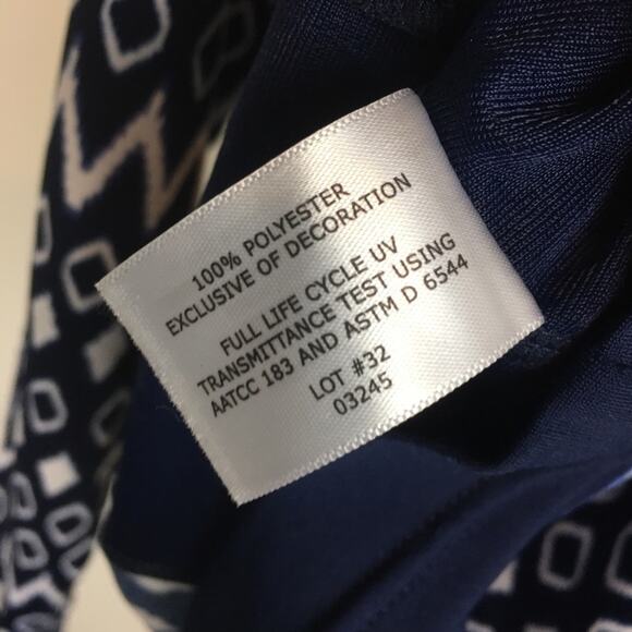 Coolibar Navy Print Sun Protection Long sleeve  Quarter Zip XXL - Picture 8 of 8